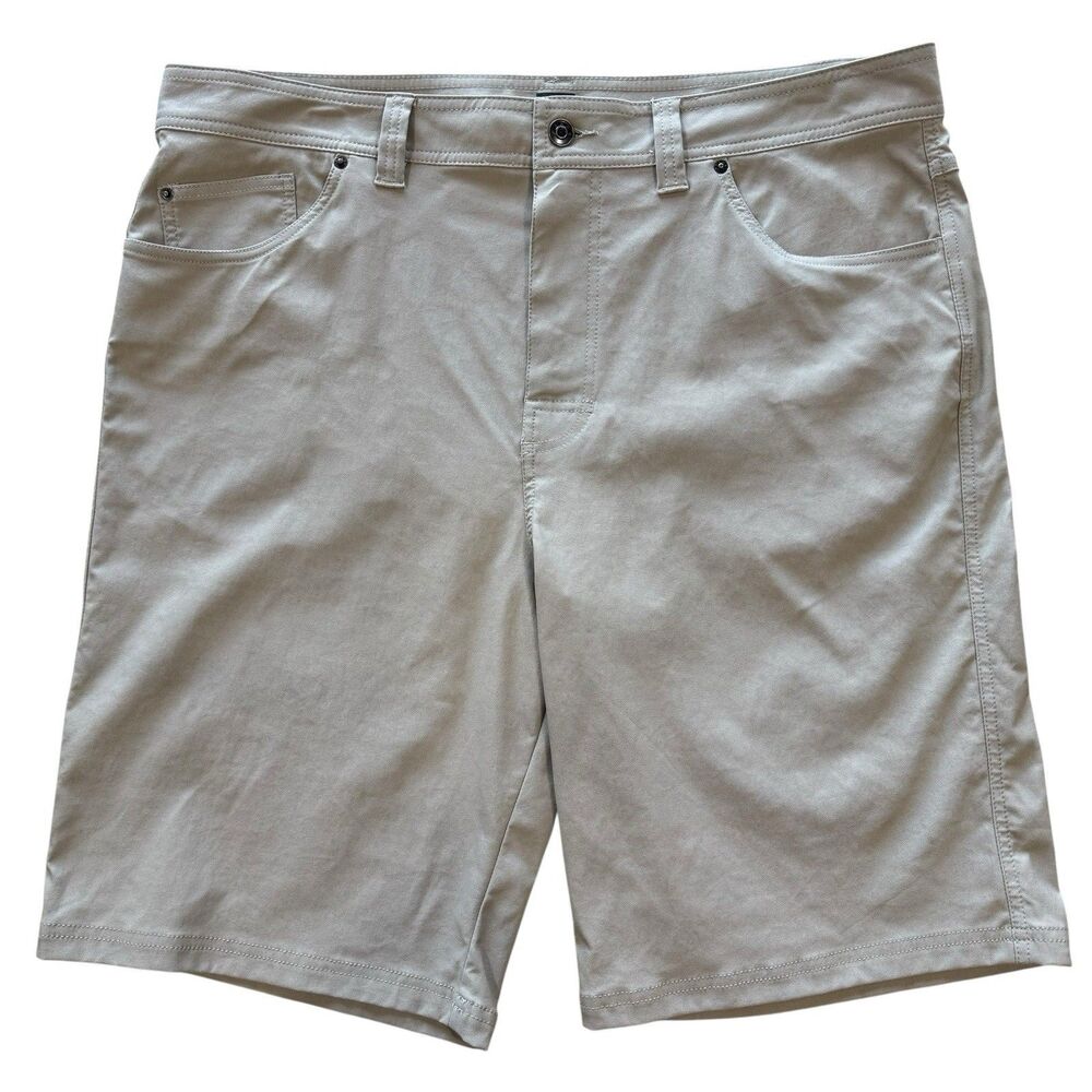 Prana Brion Short II Mens 38 Beige Standard Fit 11” Casual Everyday Stretchy EUC